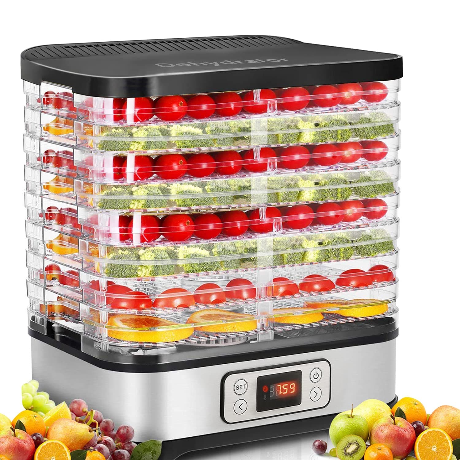 COOCHEER Deshidratadora de Alimentos 8 Pisos con Temporizador