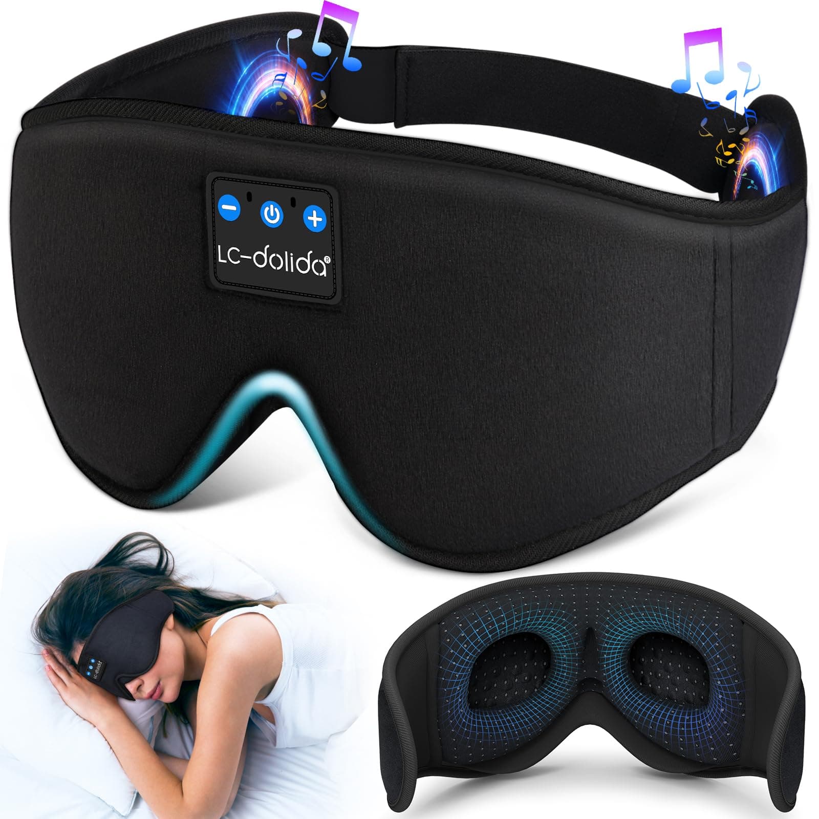 LC-dolida Bluetooth Antifaz para Dormir, Auriculares Inalámbricos